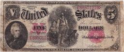 1907 U.S. large size "woodchopper" red seal legal tender banknote