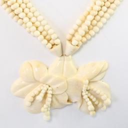 Estate genuine ivory 5-strand beaded necklace