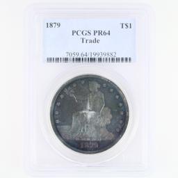 Certified 1879 U.S. proof seated Liberty silver dollar