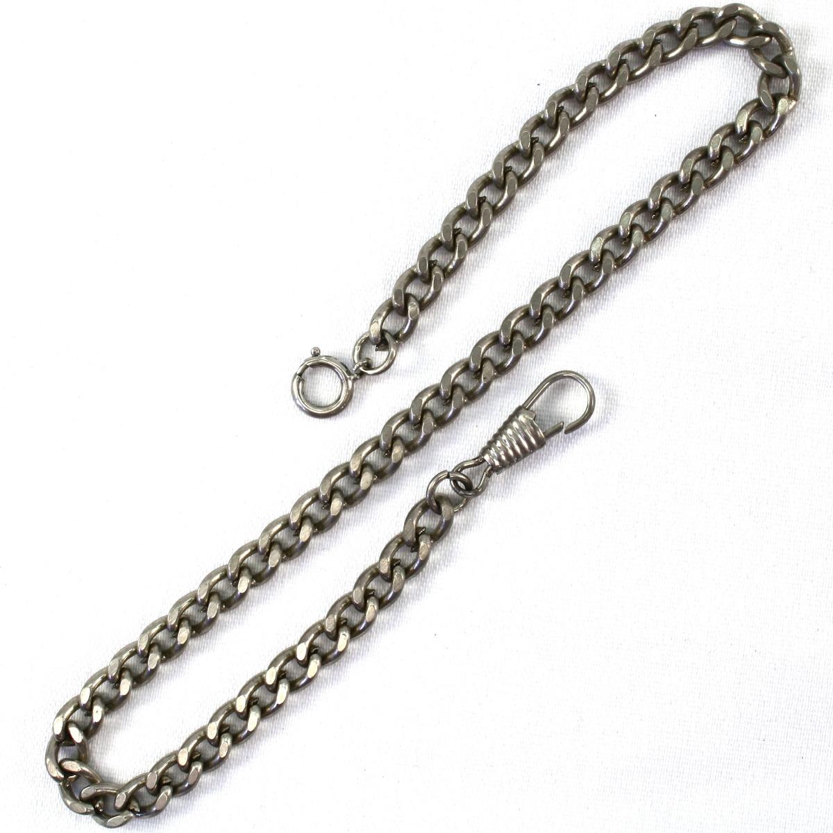 Vintage white metal watch chain