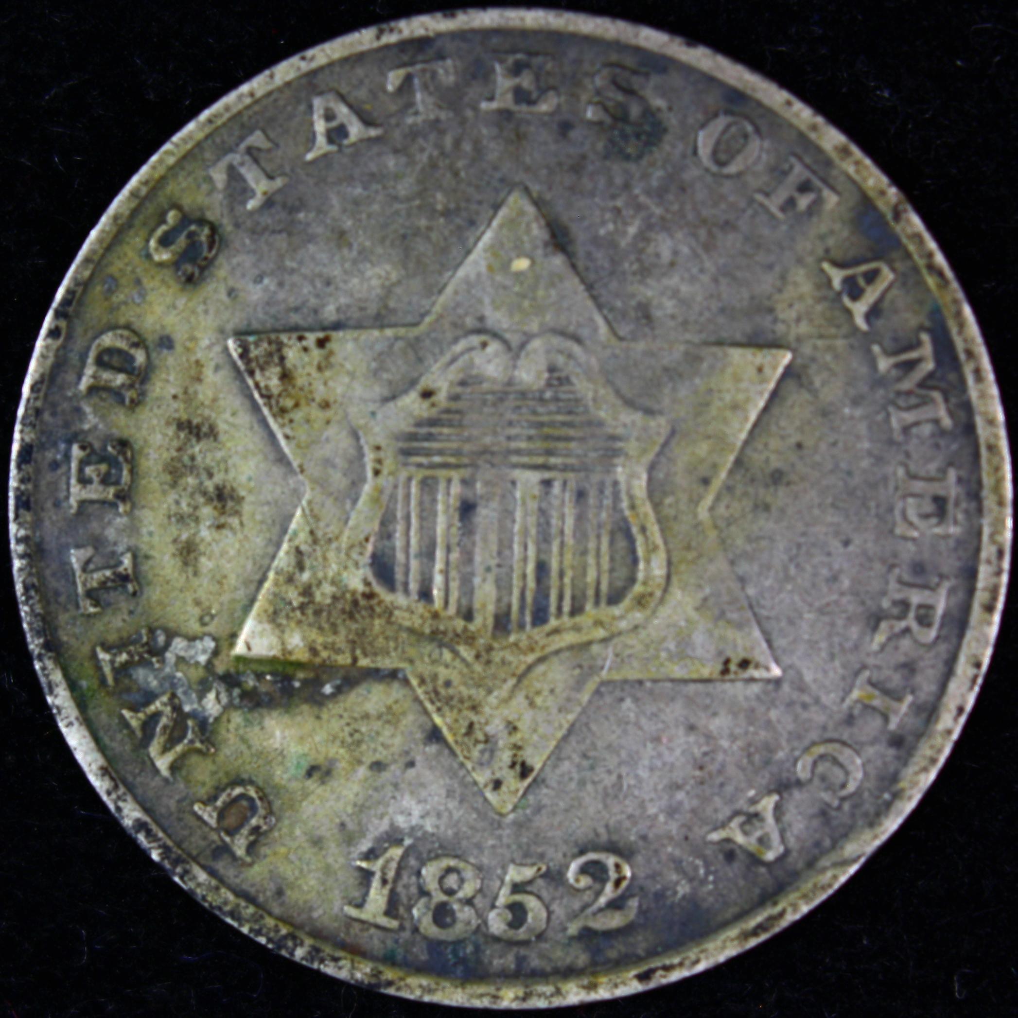 1852 U.S. 3-cent silver