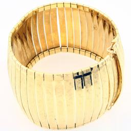Vintage 18K yellow gold wide flexible etched bracelet