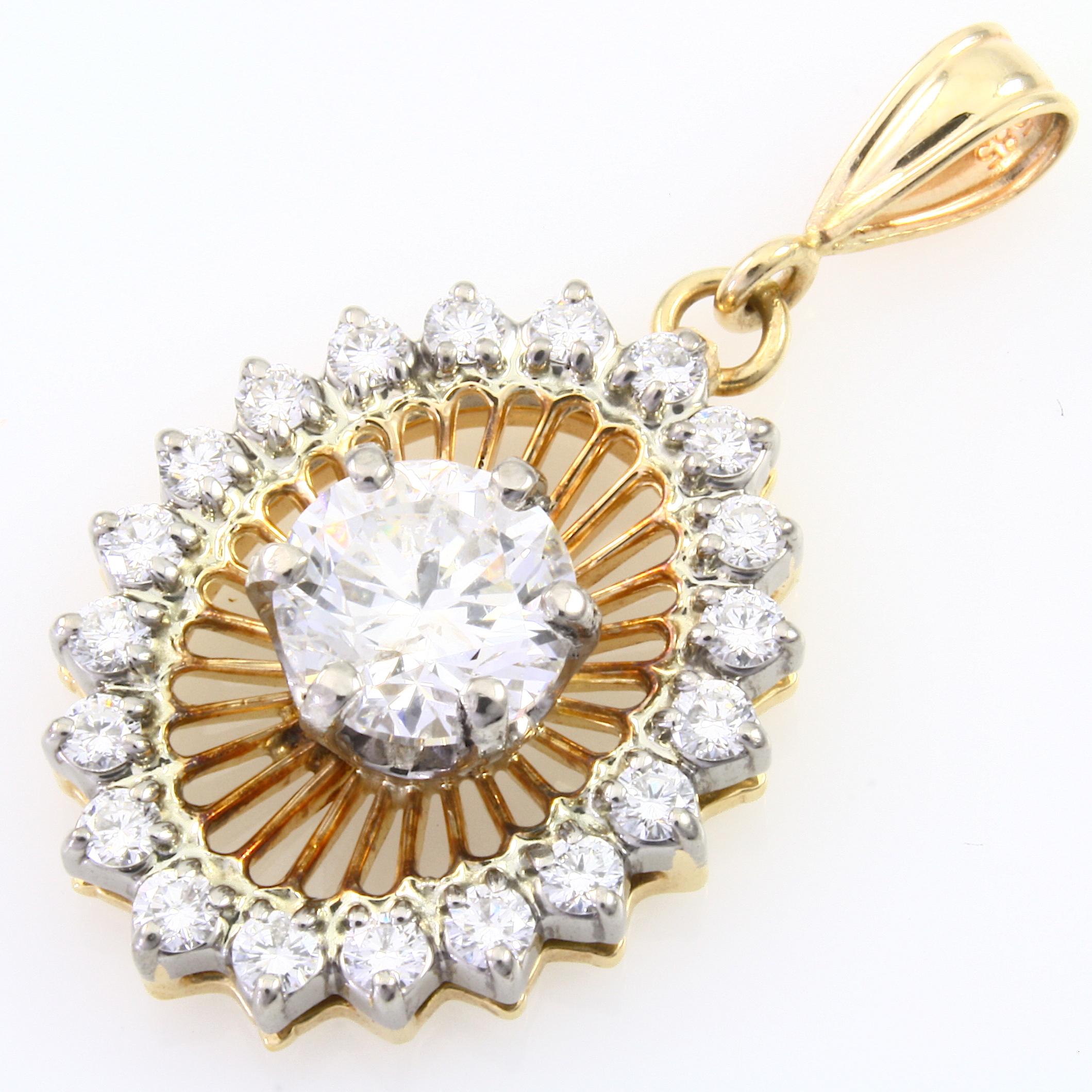 Vintage Jabel 18K yellow gold diamond pendant