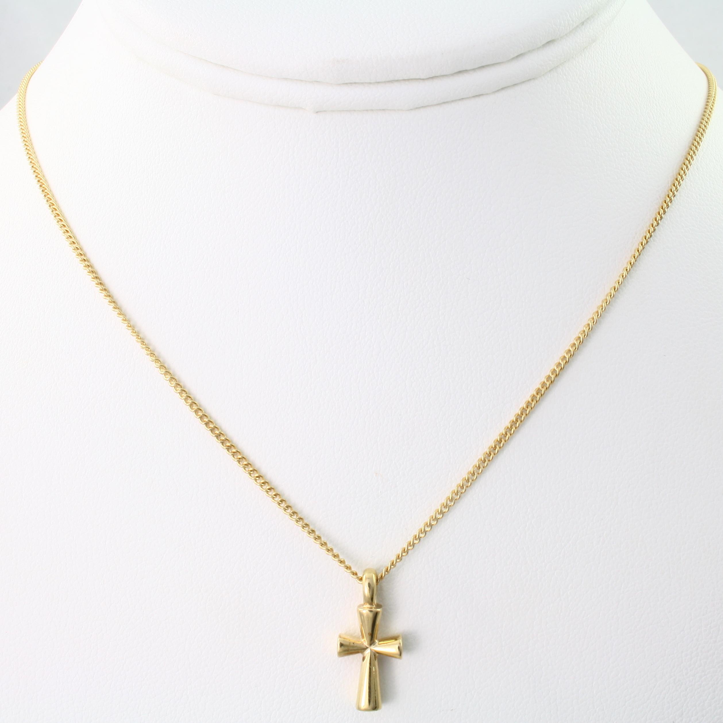 Estate James Avery 14K yellow gold cross necklace with James Avery 14K yellow gold curb chain