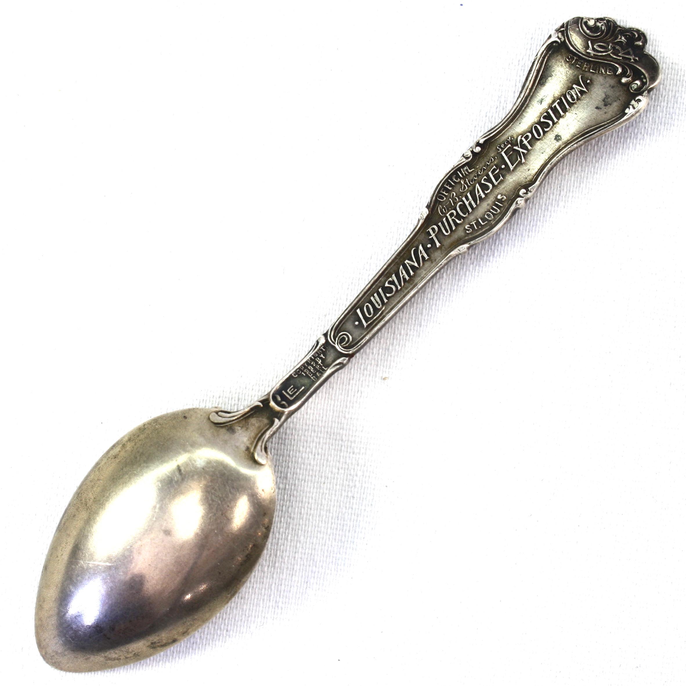 1903 sterling silver Louisiana Purchase Exposition Festival Hall & Cascades commemorative spoon