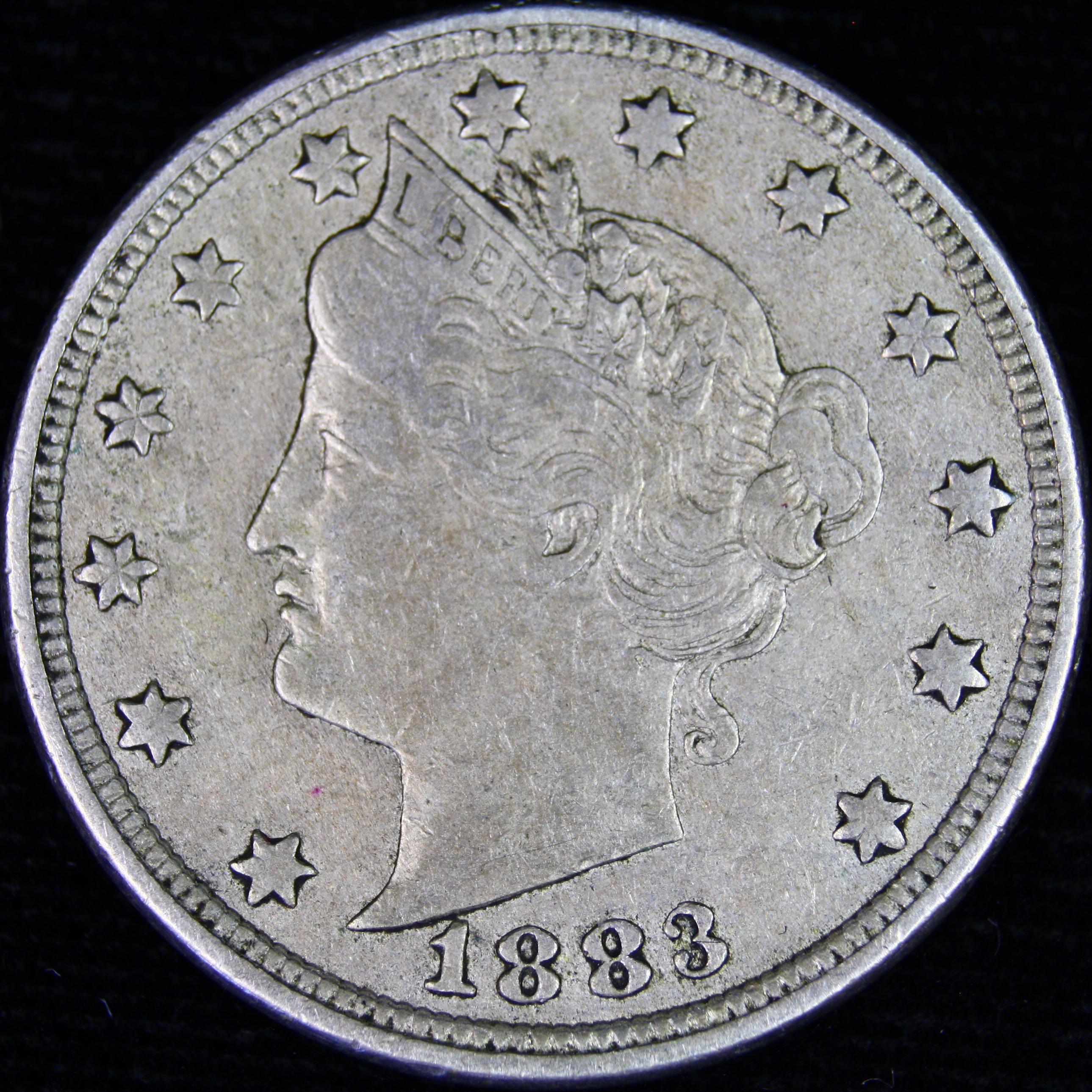 1883 with cents U.S. "V" nickel