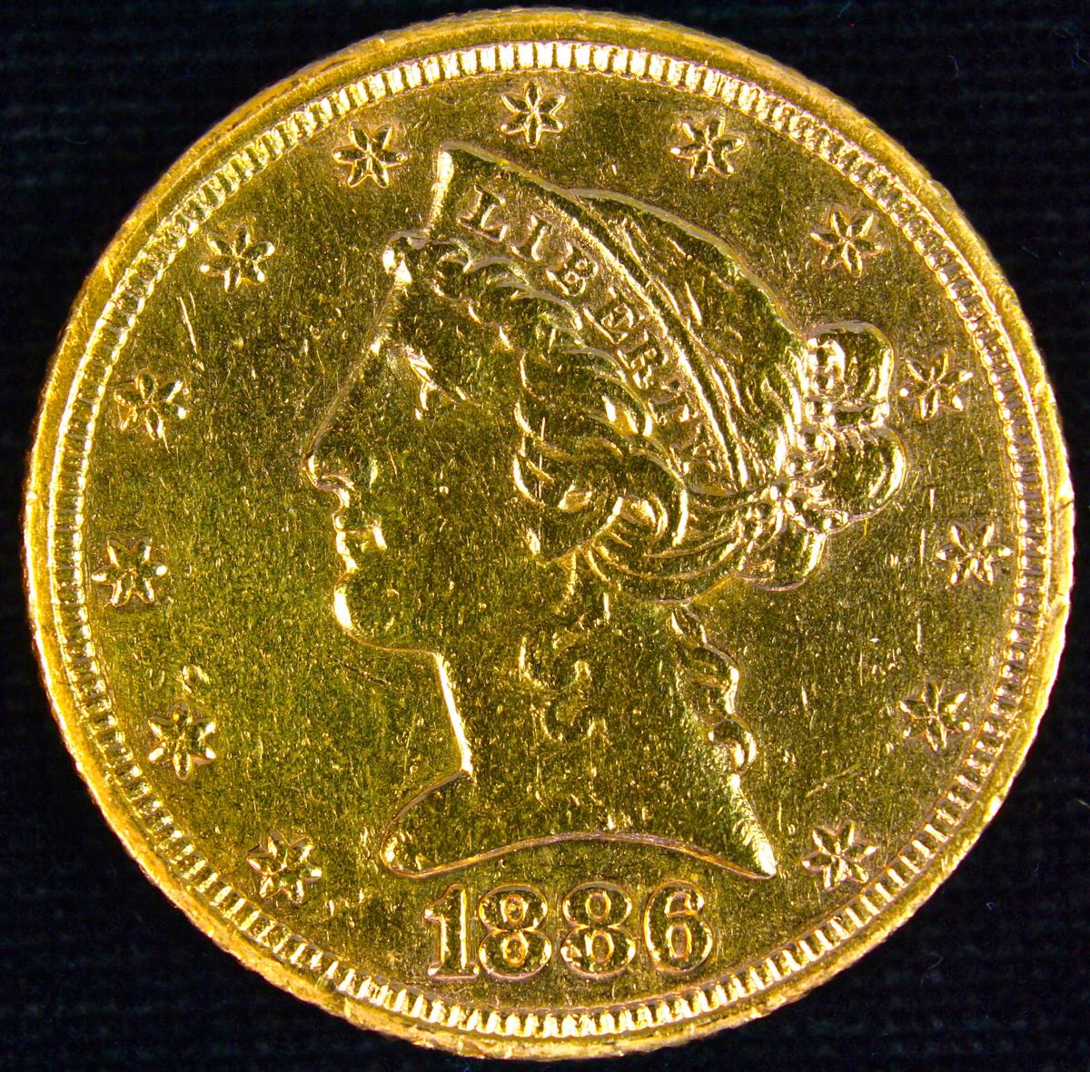 1886 U.S. $5 Liberty head gold coin