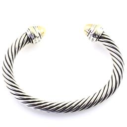 Authentic estate David Yurman 14K yellow gold & sterling silver double X cable cuff bracelet