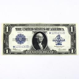 1923 star note U.S. $1 large size blue seal silver certificate banknote