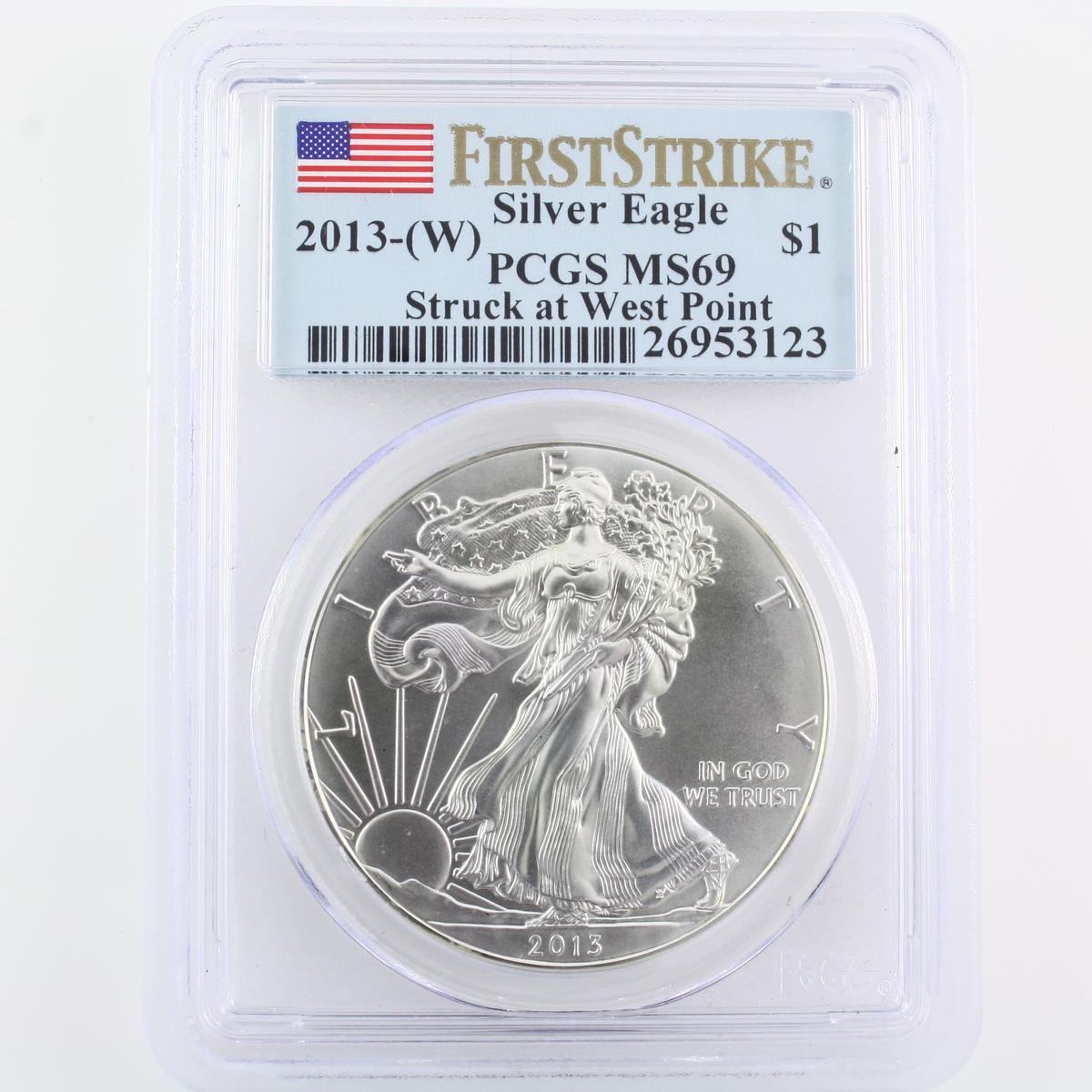 Certified 2013-(W) U.S. American Eagle silver dollar