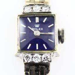 Authentic vintage Rolex 14K white gold & diamond wristwatch