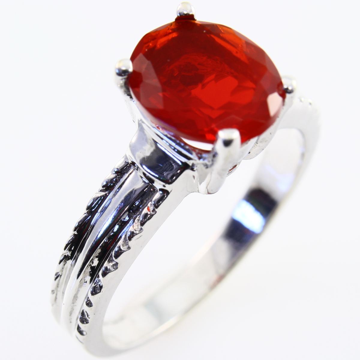 Estate 14K white gold fire opal ring