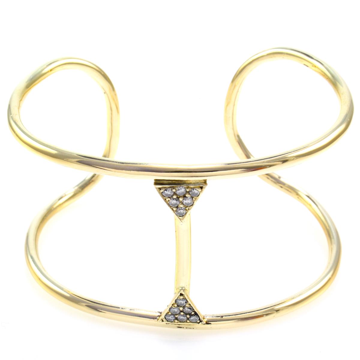 Estate unmarked 14K yellow gold diamond cuff bracelet