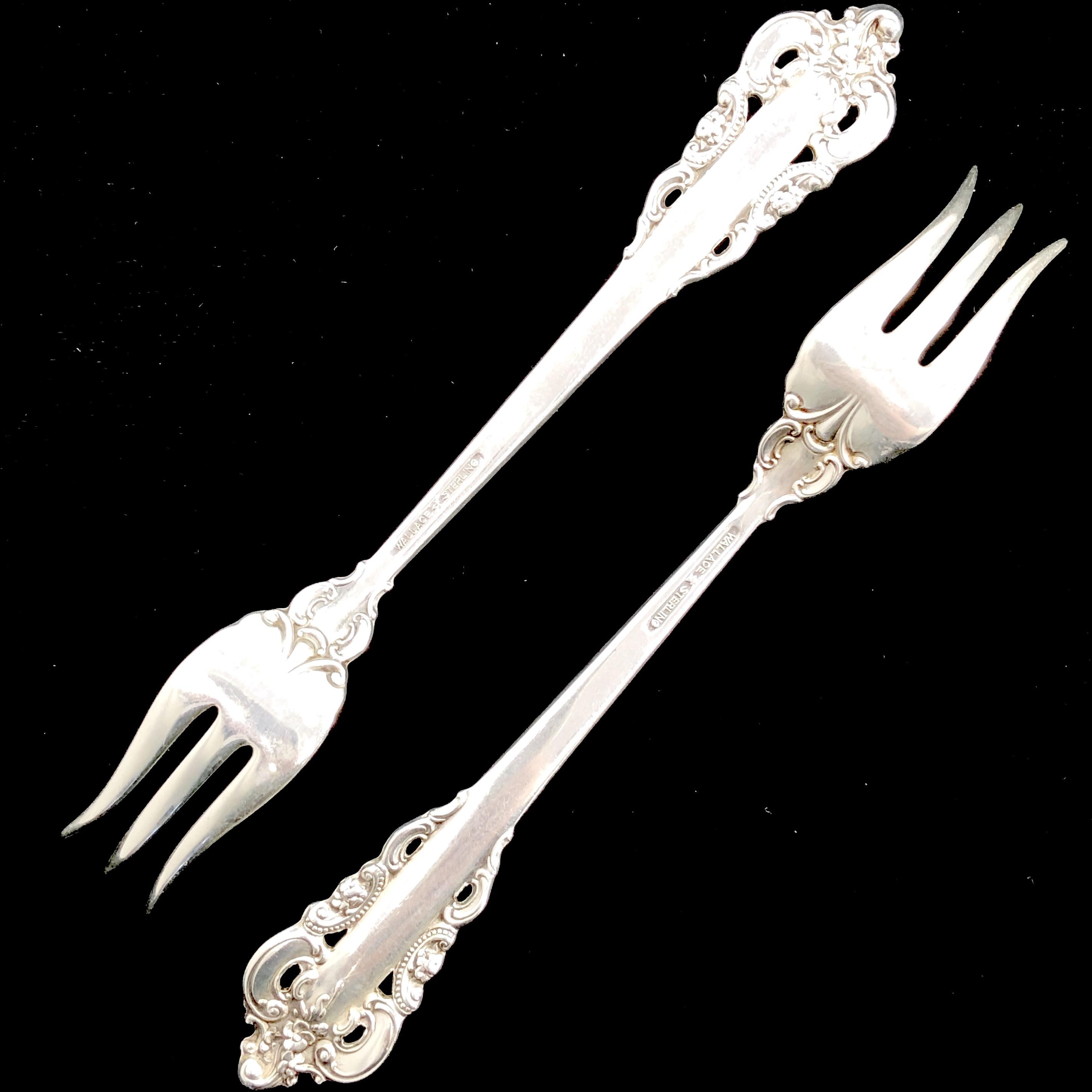 Pair of estate Wallace Grande Baroque sterling silver cocktail forks