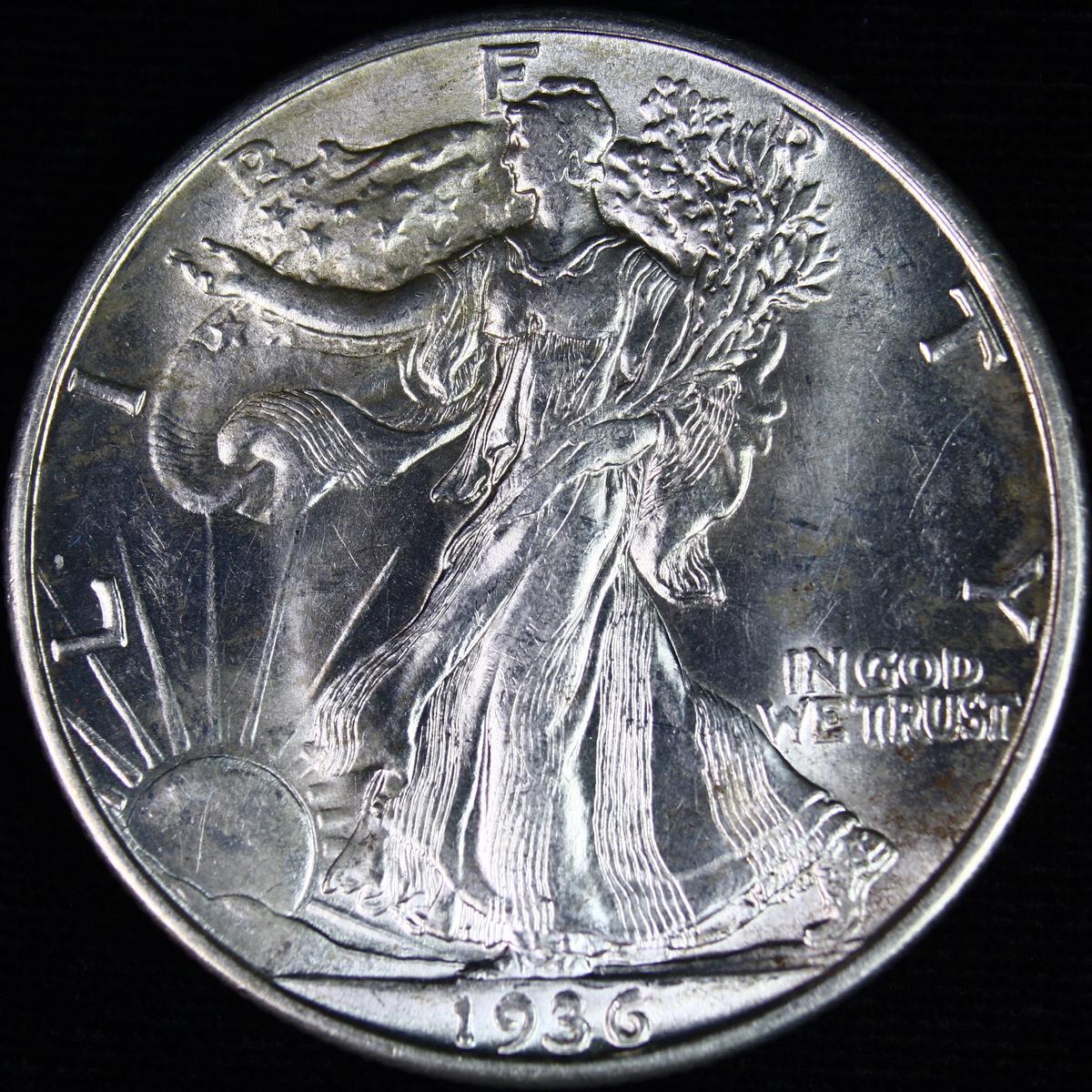 1936-D U.S. walking Liberty half dollar