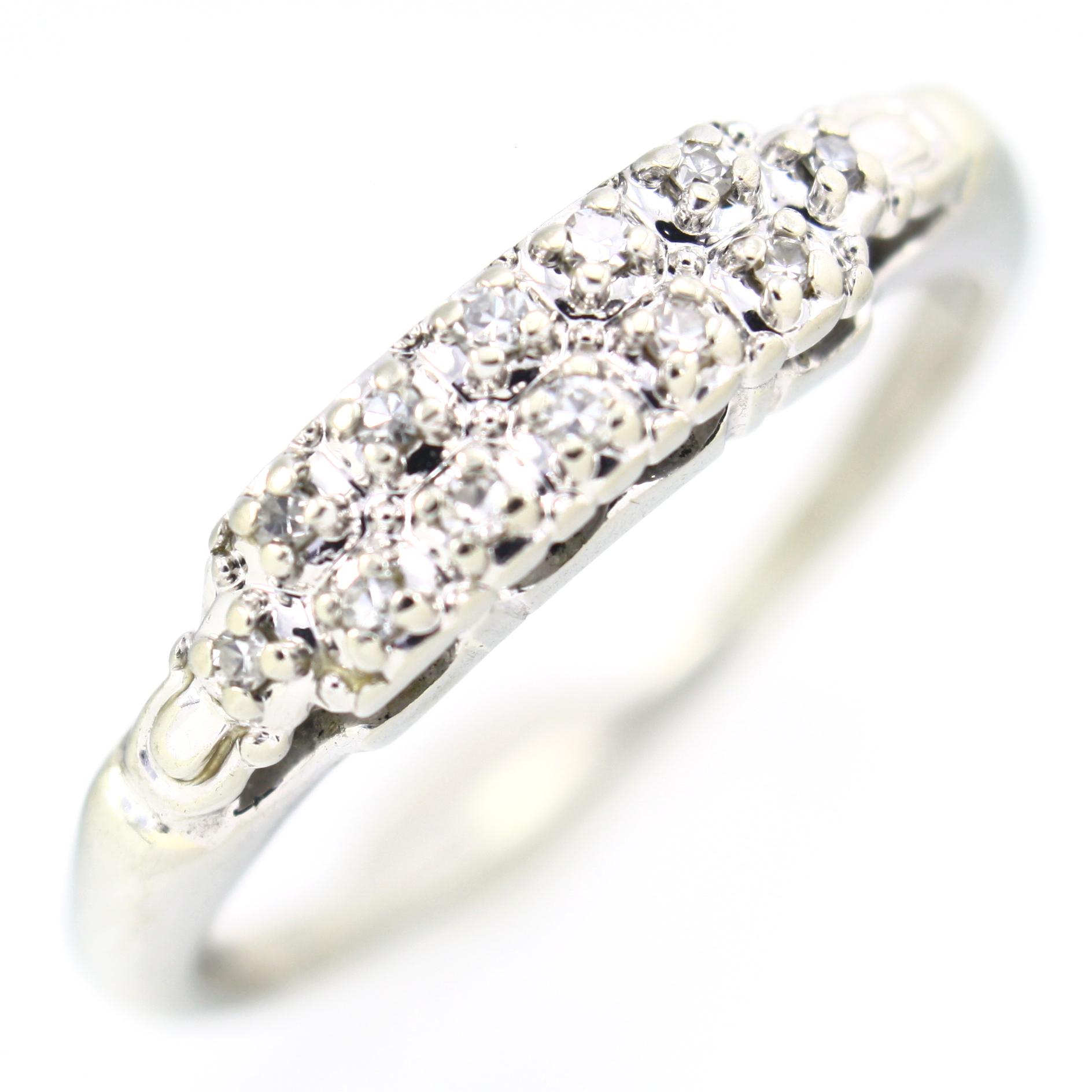 Vintage 14K white gold diamond band ring