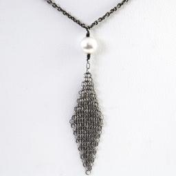 Authentic estate Tiffany & Co sterling silver retired Peretti pearl mesh necklace