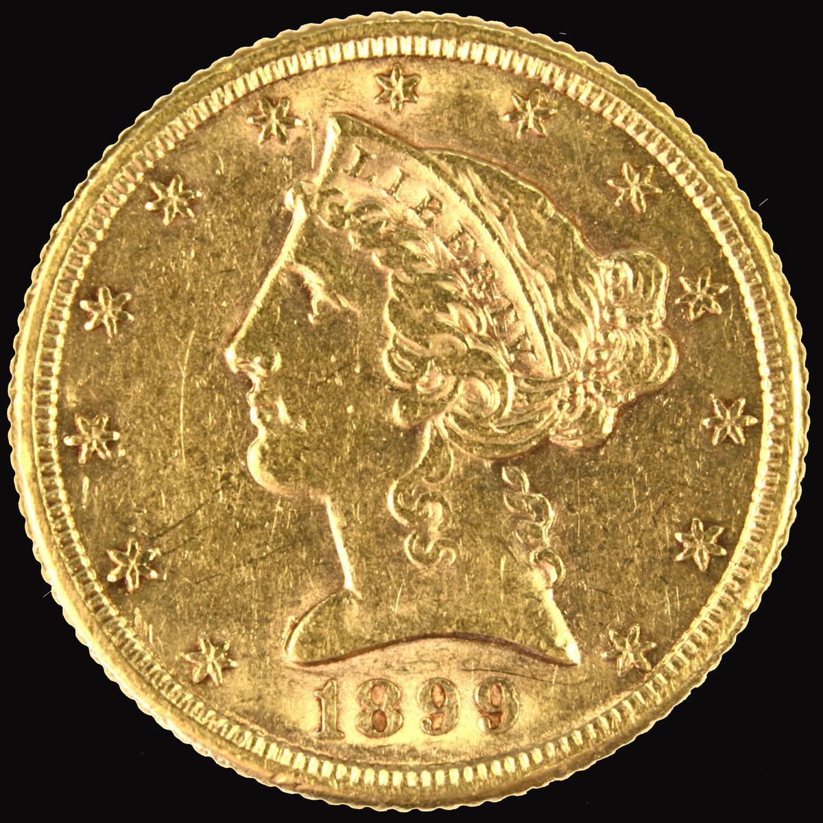 1899-S U.S. $5 Liberty head gold coin