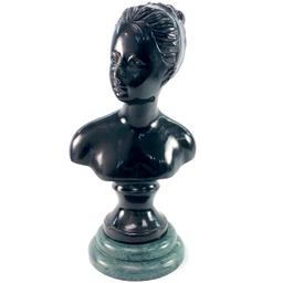Hollow painted bronze female bust