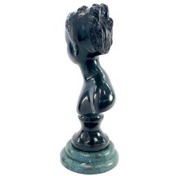 Hollow painted bronze female bust