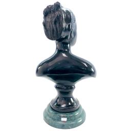 Hollow painted bronze female bust