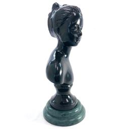 Hollow painted bronze female bust