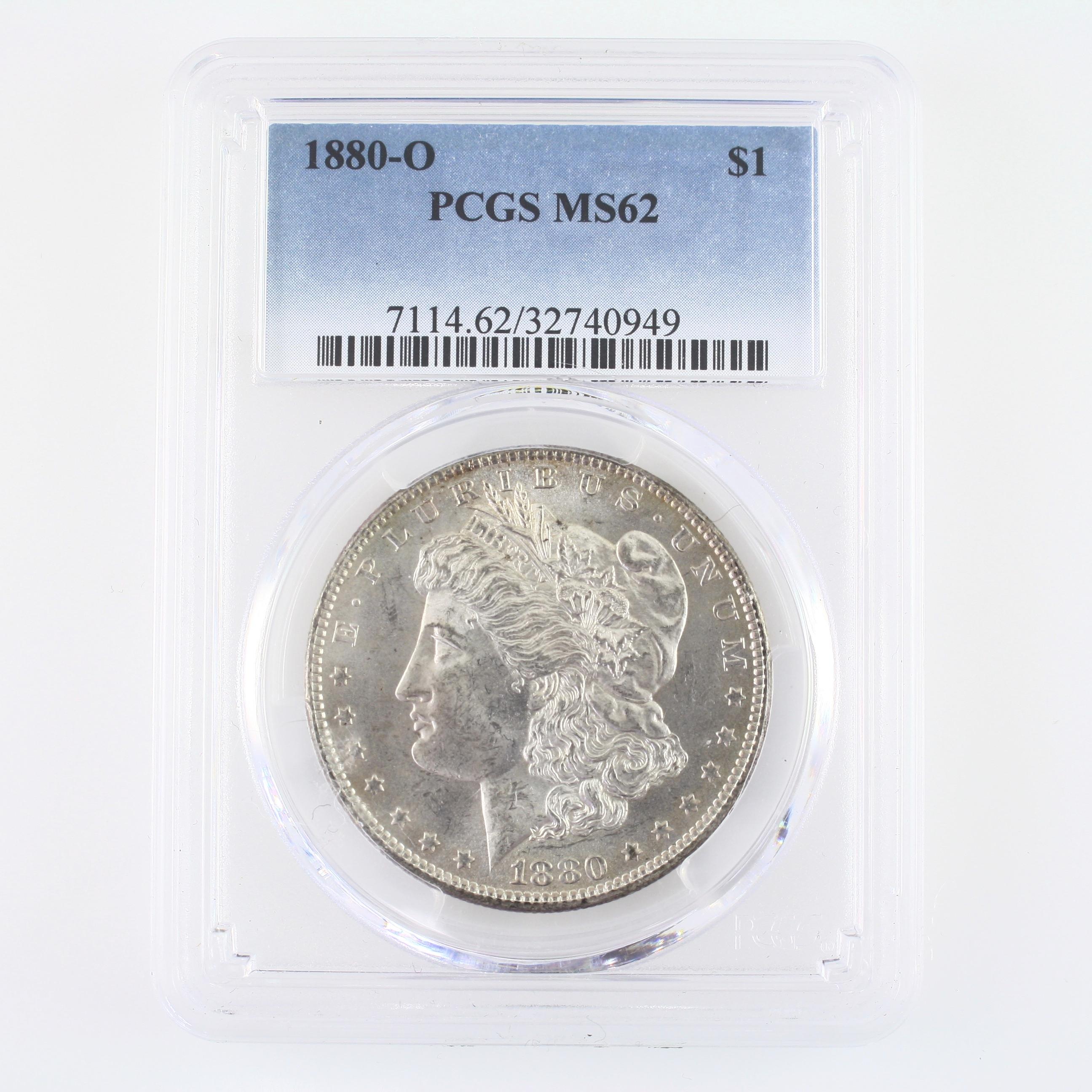 Certified 1880-O U.S. Morgan silver dollar