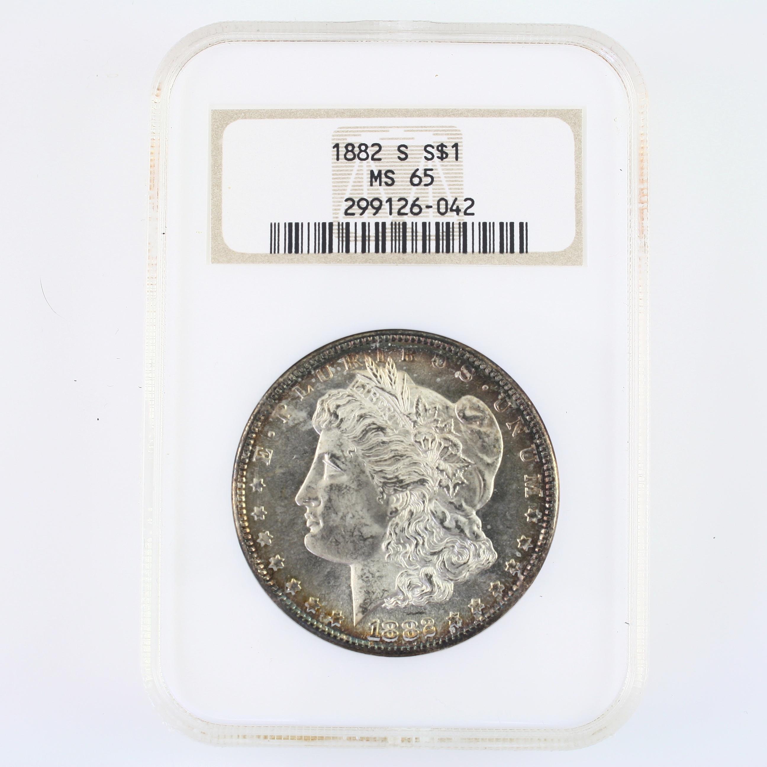 Certified 1882-S U.S. Morgan silver dollar