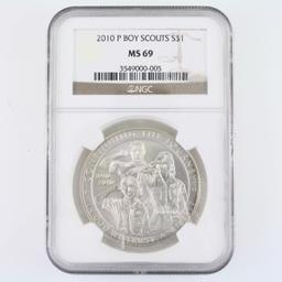 Certified 2010-P U.S. Boy Scouts commemorative silver dollar