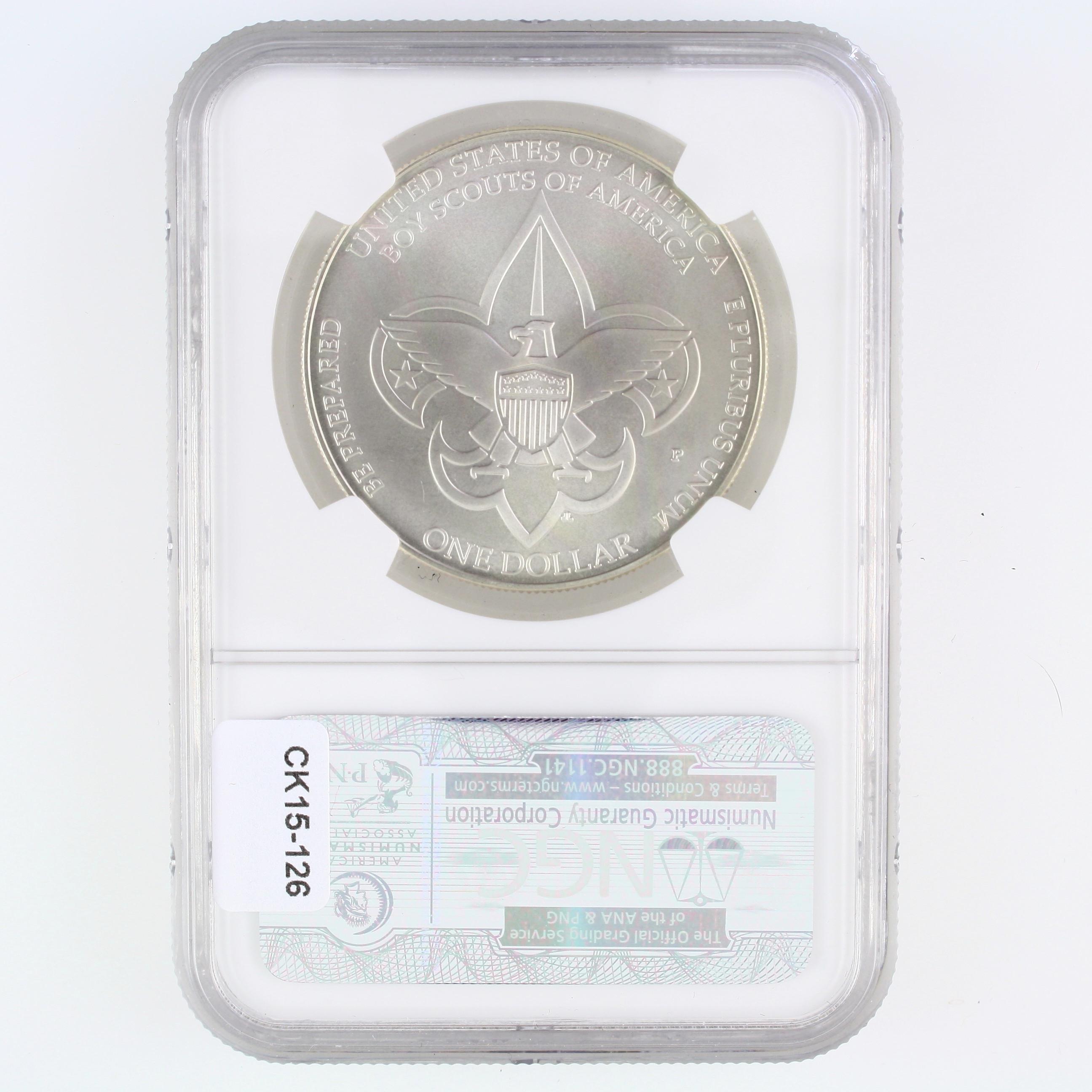 Certified 2010-P U.S. Boy Scouts commemorative silver dollar