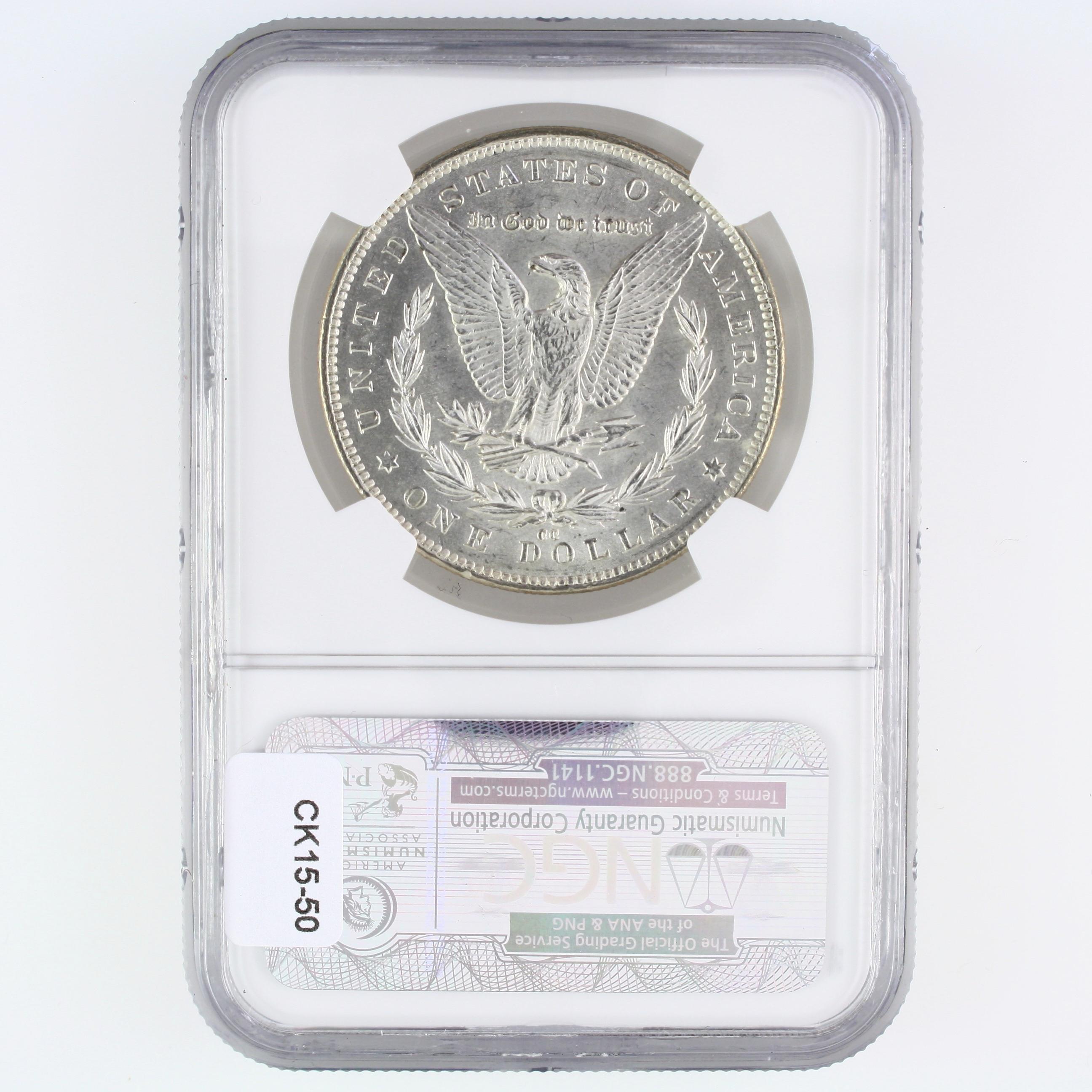 Certified 1891-CC Top-100 VAM-3 Spitting Eagle U.S. Morgan silver dollar