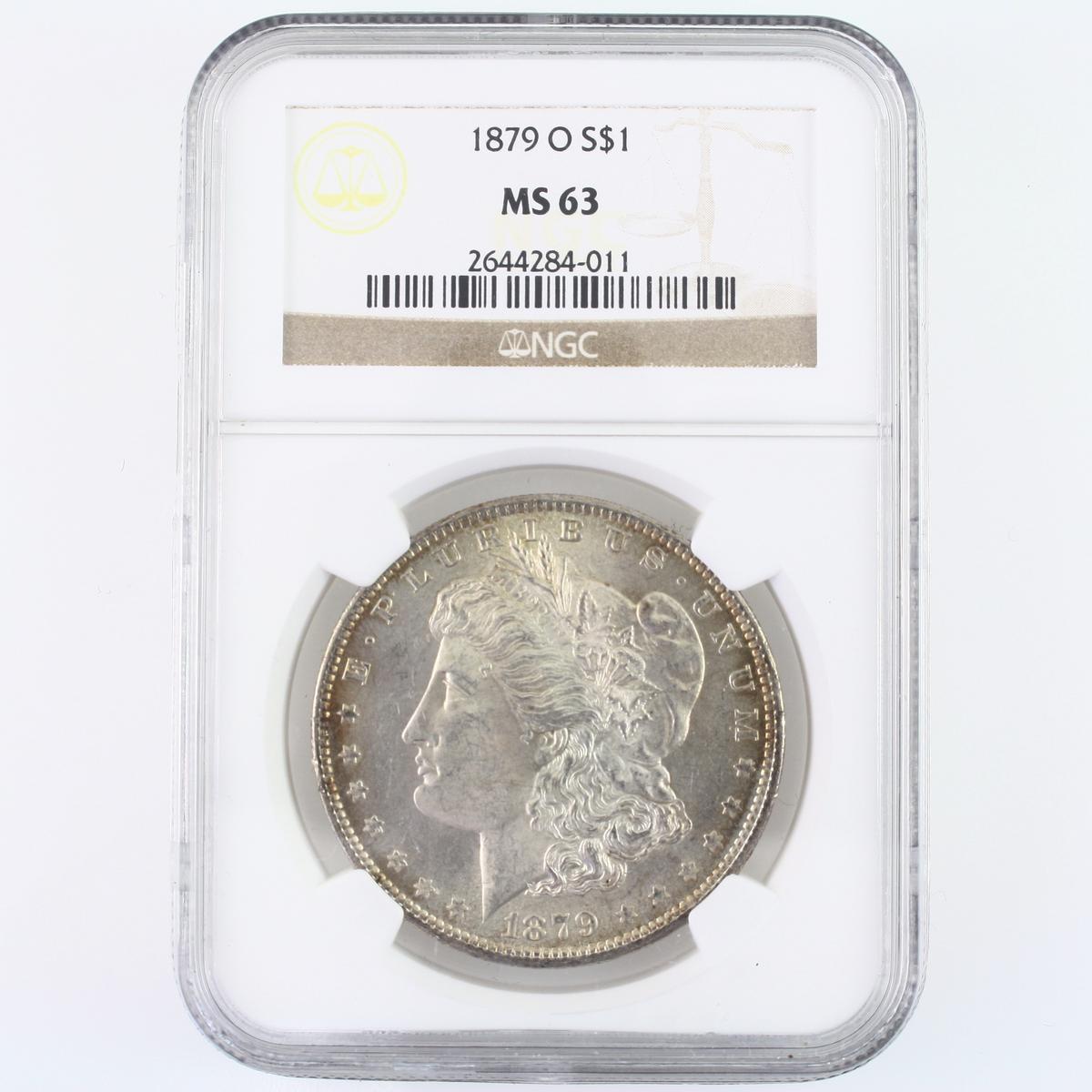 Certified 1879-O U.S. Morgan silver dollar