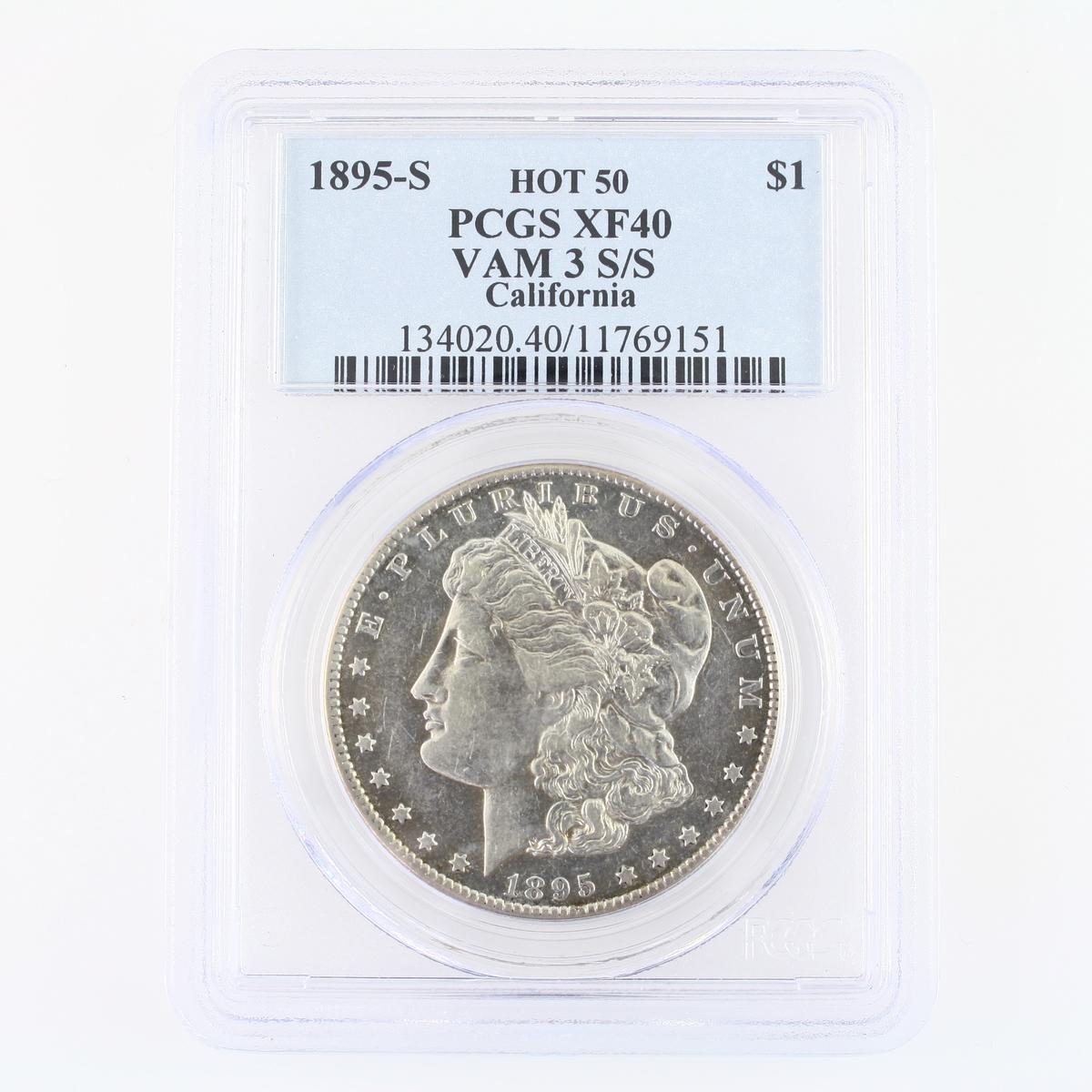 Certified 1895-S Hot 50 VAM 3 S/S California U.S. Morgan silver dollar