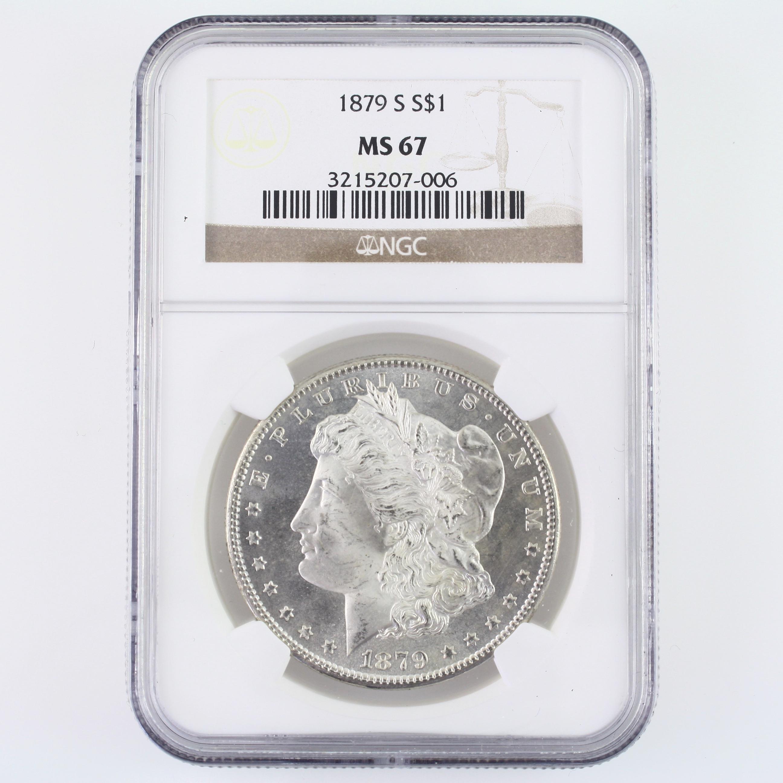 Certified 1879-S U.S. Morgan silver dollar