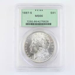 Certified 1897-S U.S. Morgan silver dollar