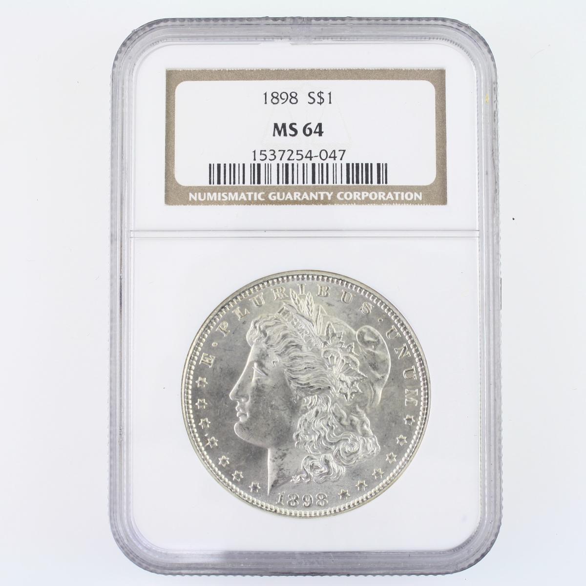 Certified 1898 U.S. Morgan silver dollar