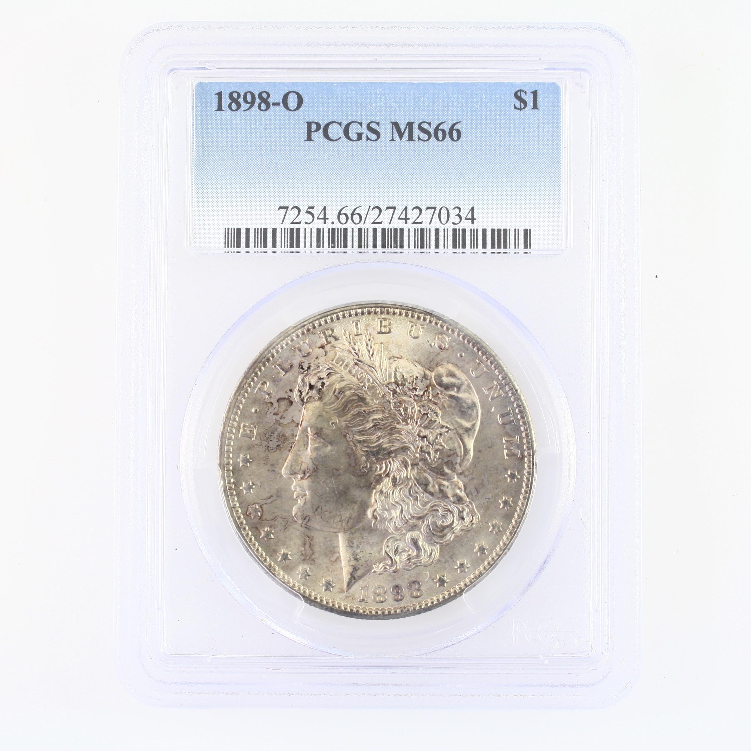 Certified 1898-O U.S. Morgan silver dollar