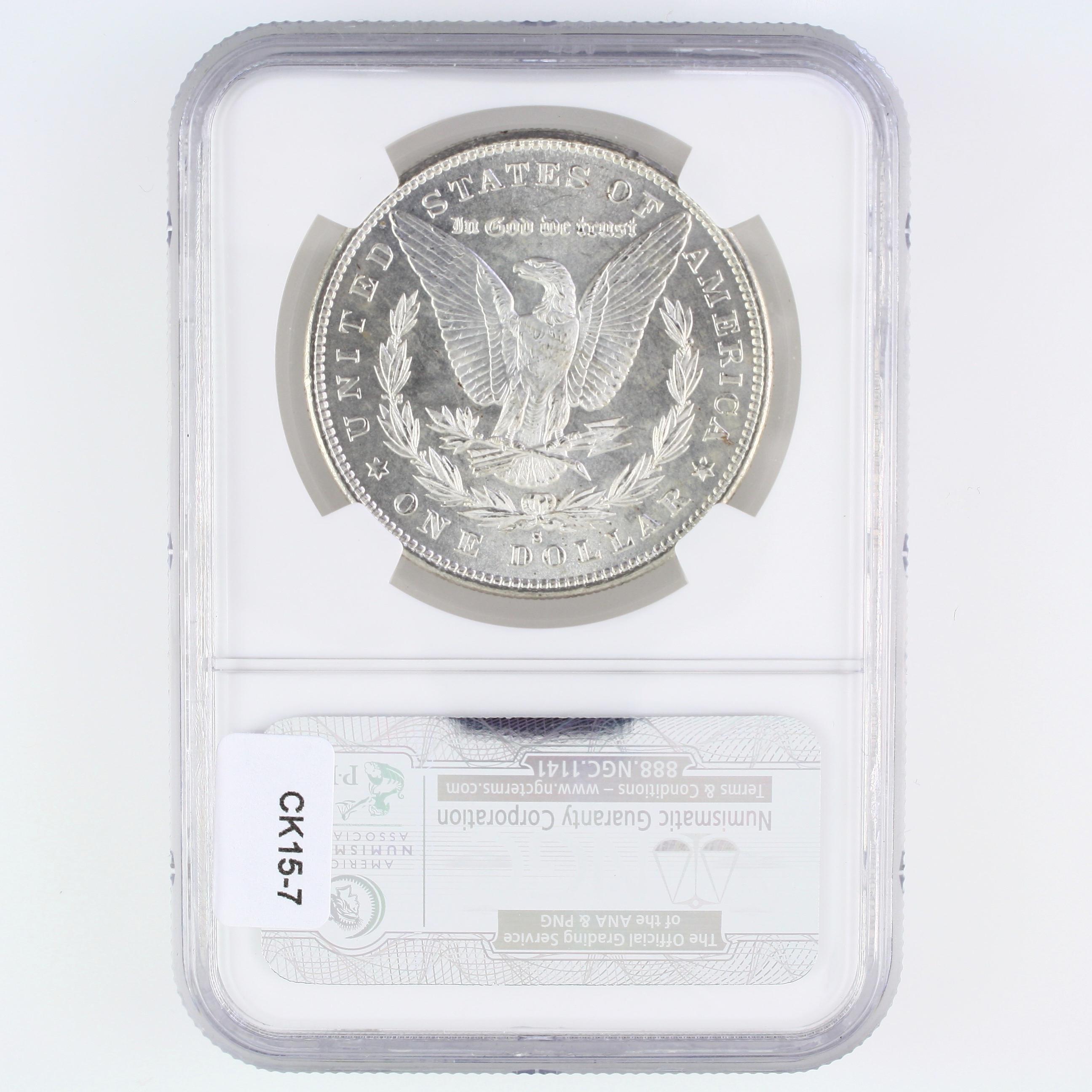 Certified 1879-S U.S. Morgan silver dollar