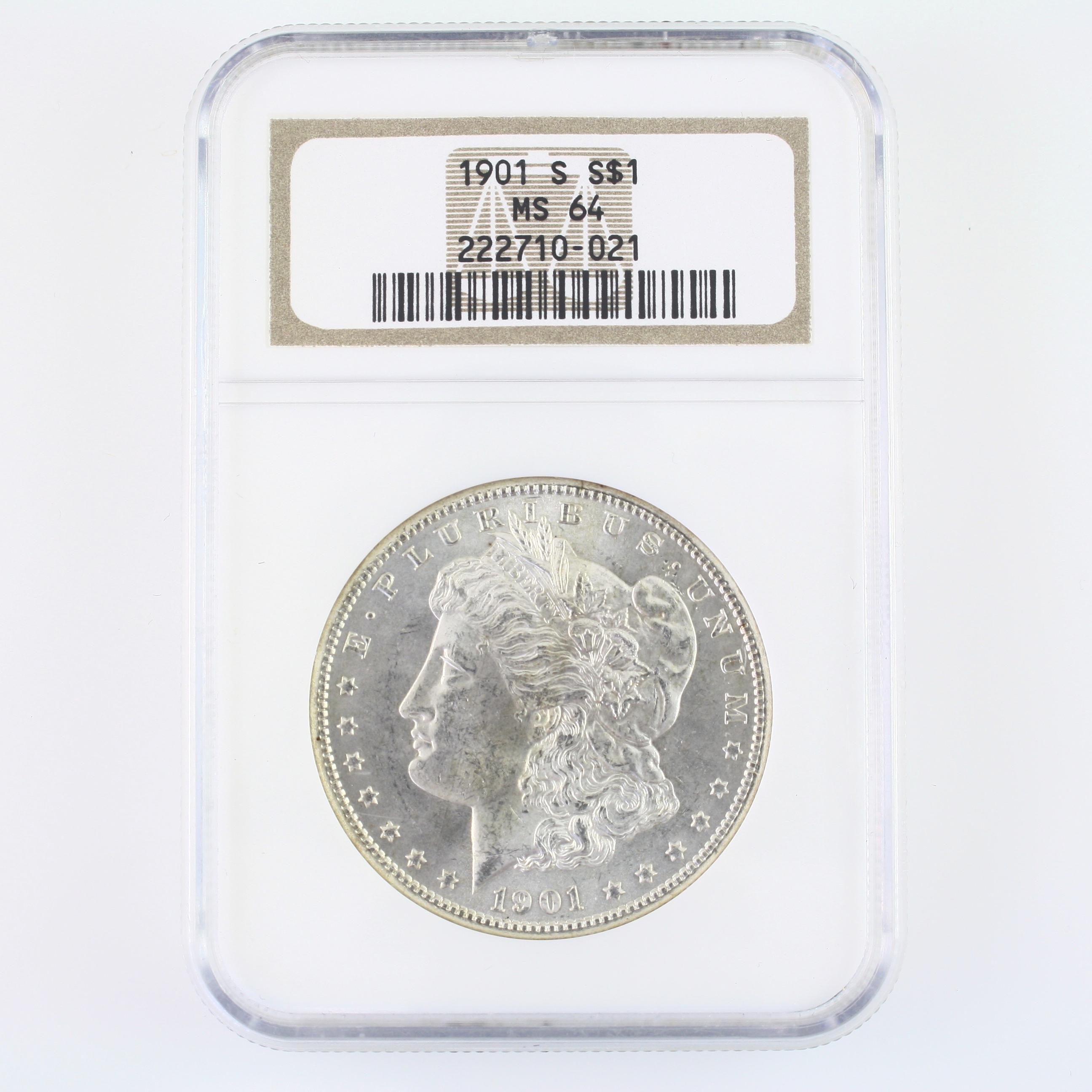 Certified 1901-S U.S. Morgan silver dollar