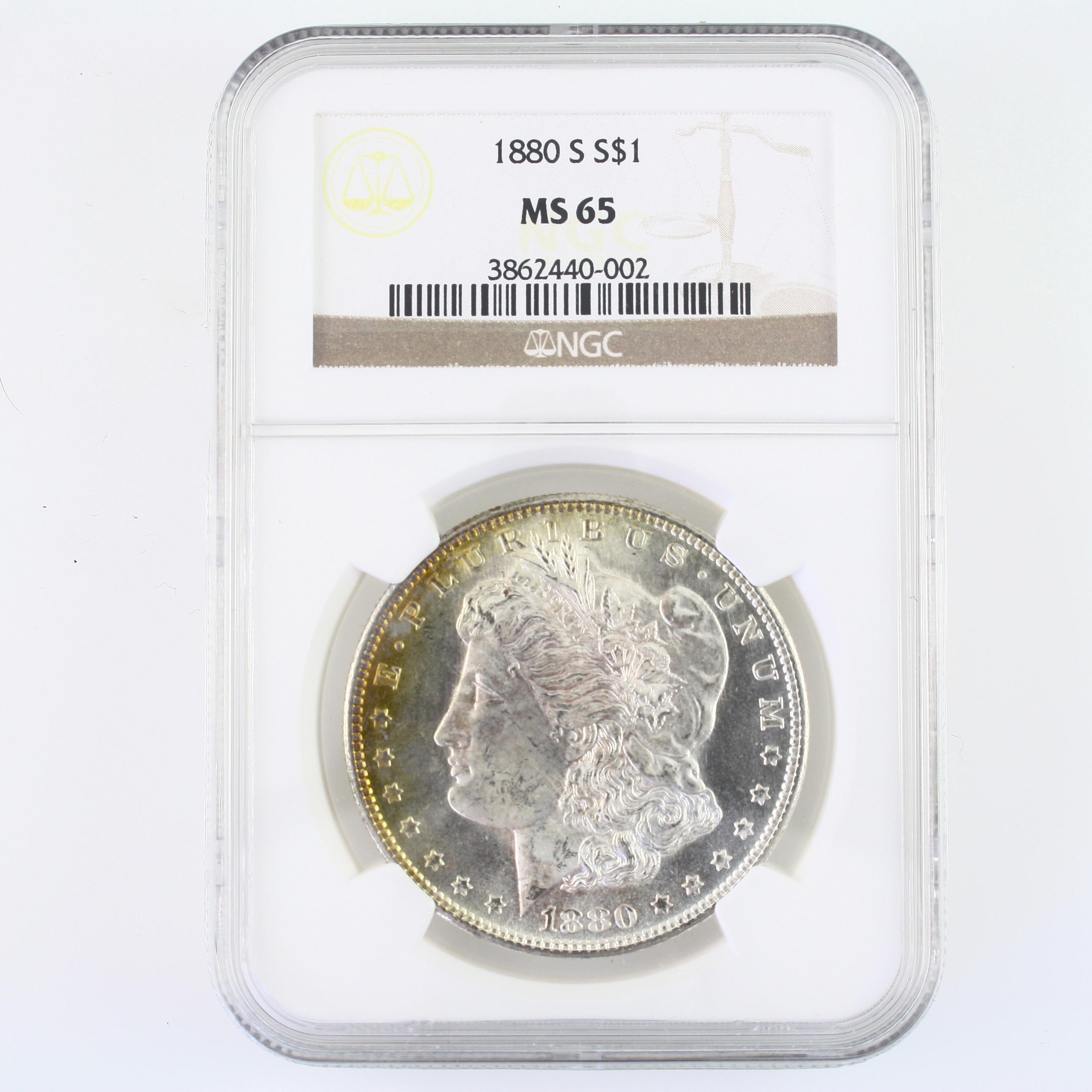 Certified 1880-S U.S. Morgan silver dollar