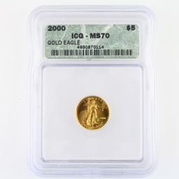 Certified 2000 U.S. $5 1/10oz American Eagle gold coin