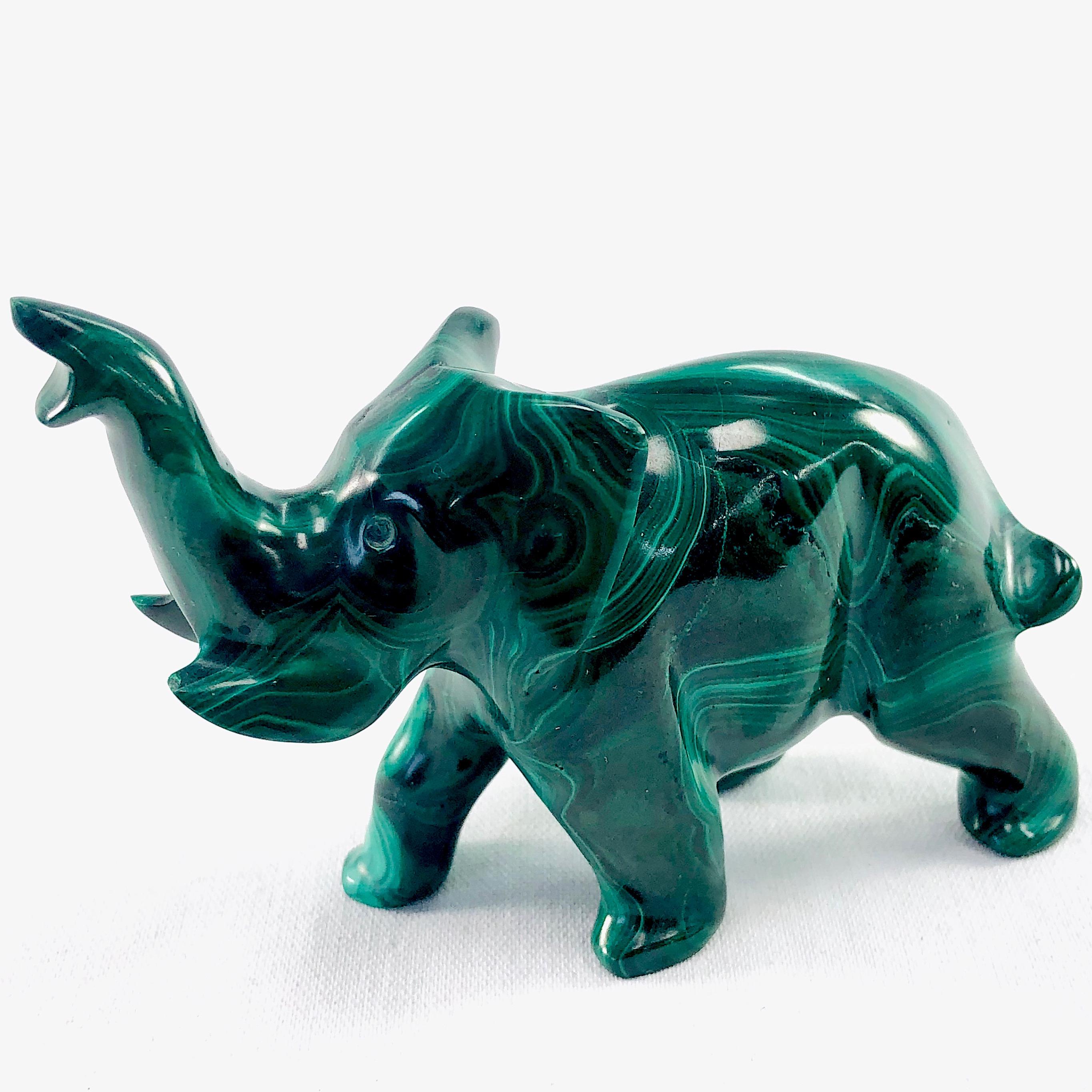 Estate genuine malachite elephant figurine