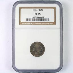 Certified 1883 proof U.S. 3-cent nickel