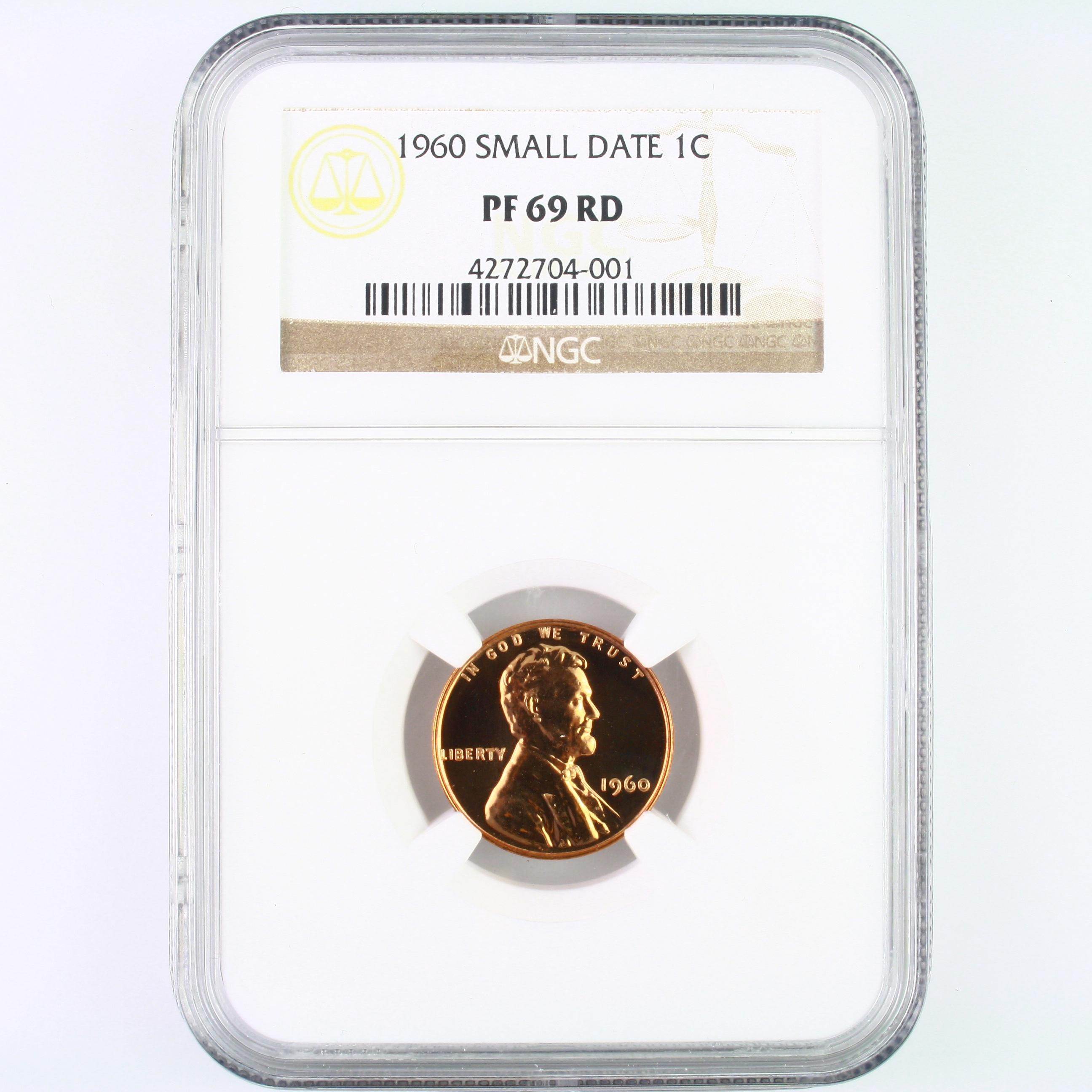 Certified 1960 small date proof U.S. Lincoln cent