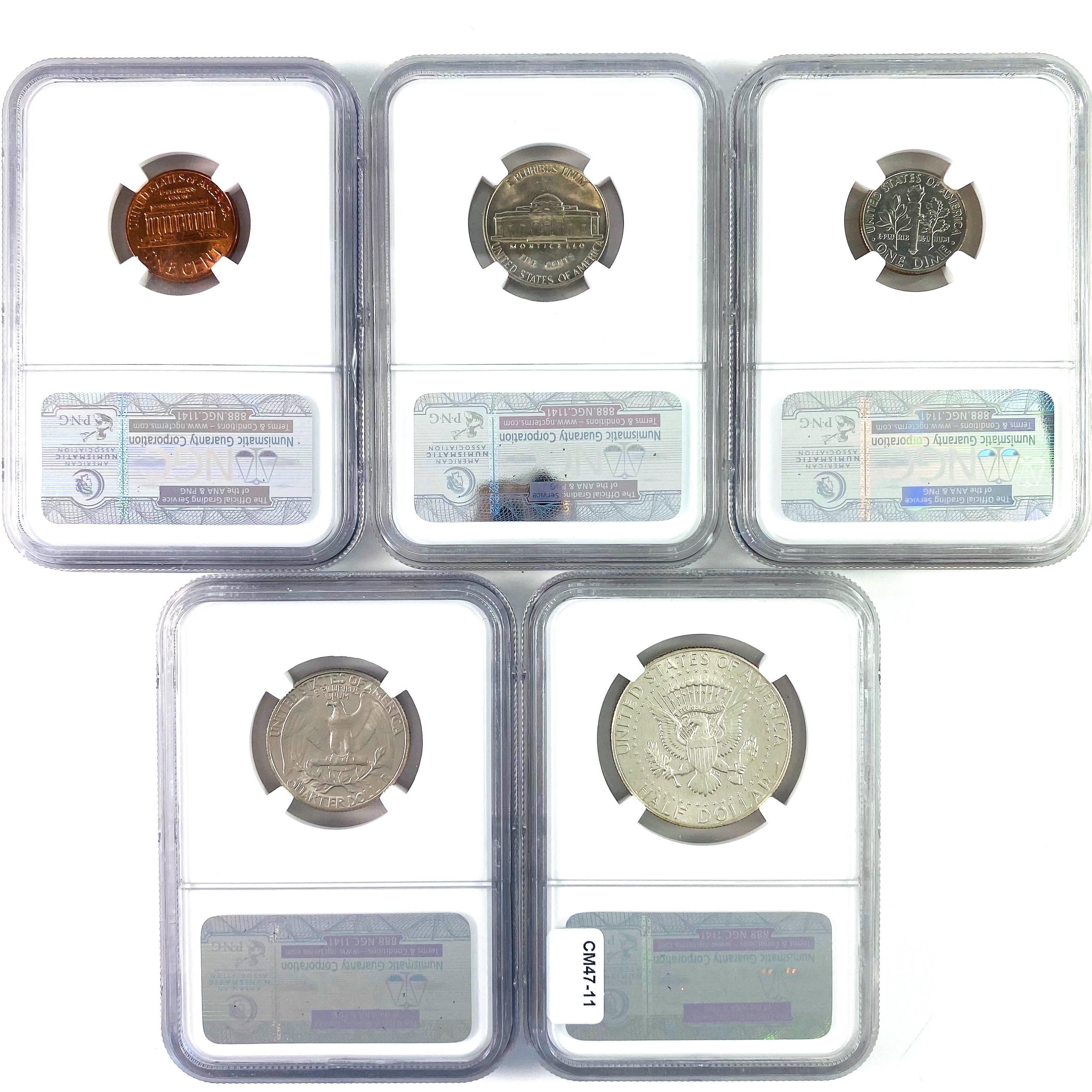 Certified 5-piece 1969-D U.S. Mint set