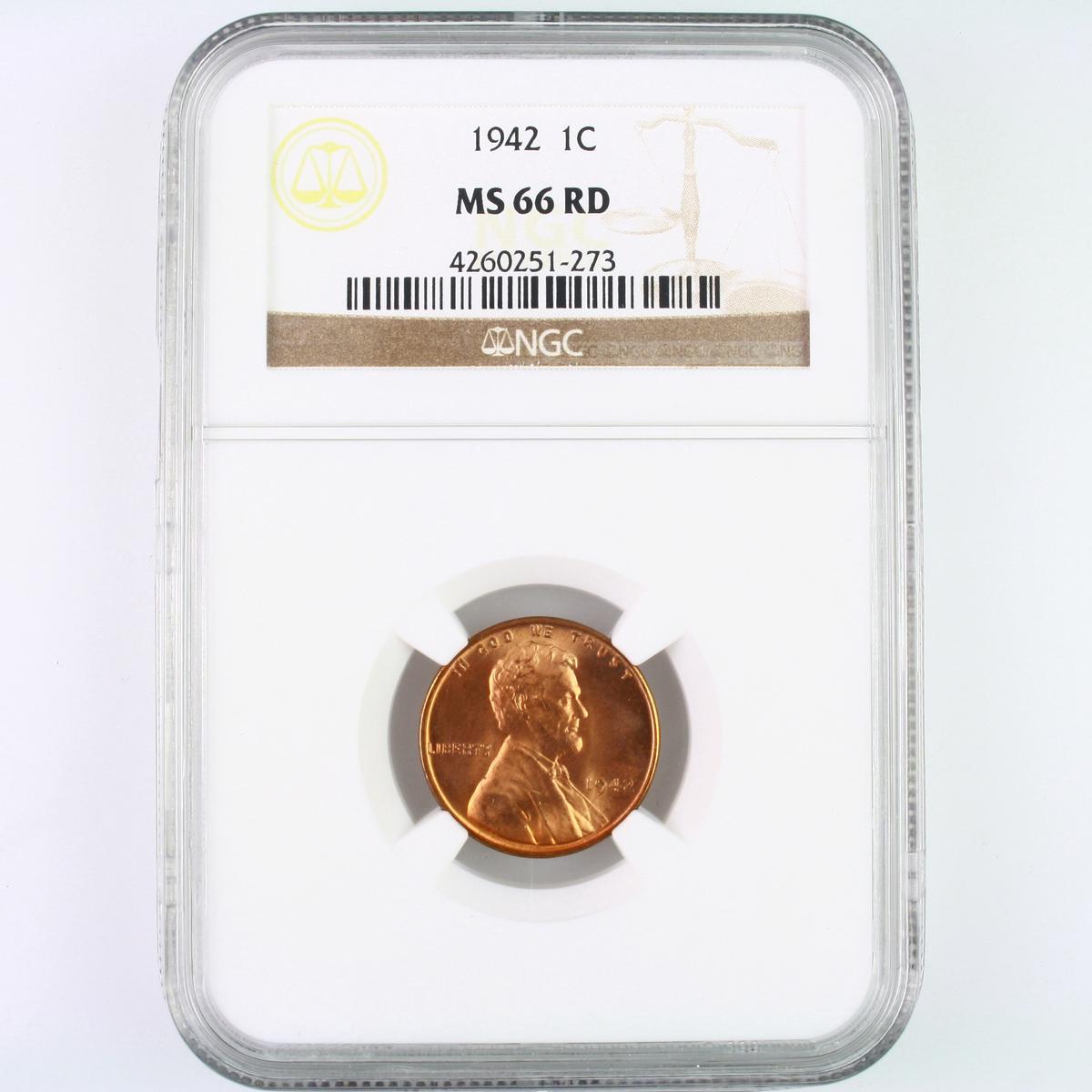 Certified 1942 U.S. Lincoln cent