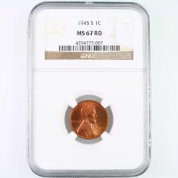 Certified 1945-S U.S. Lincoln cent
