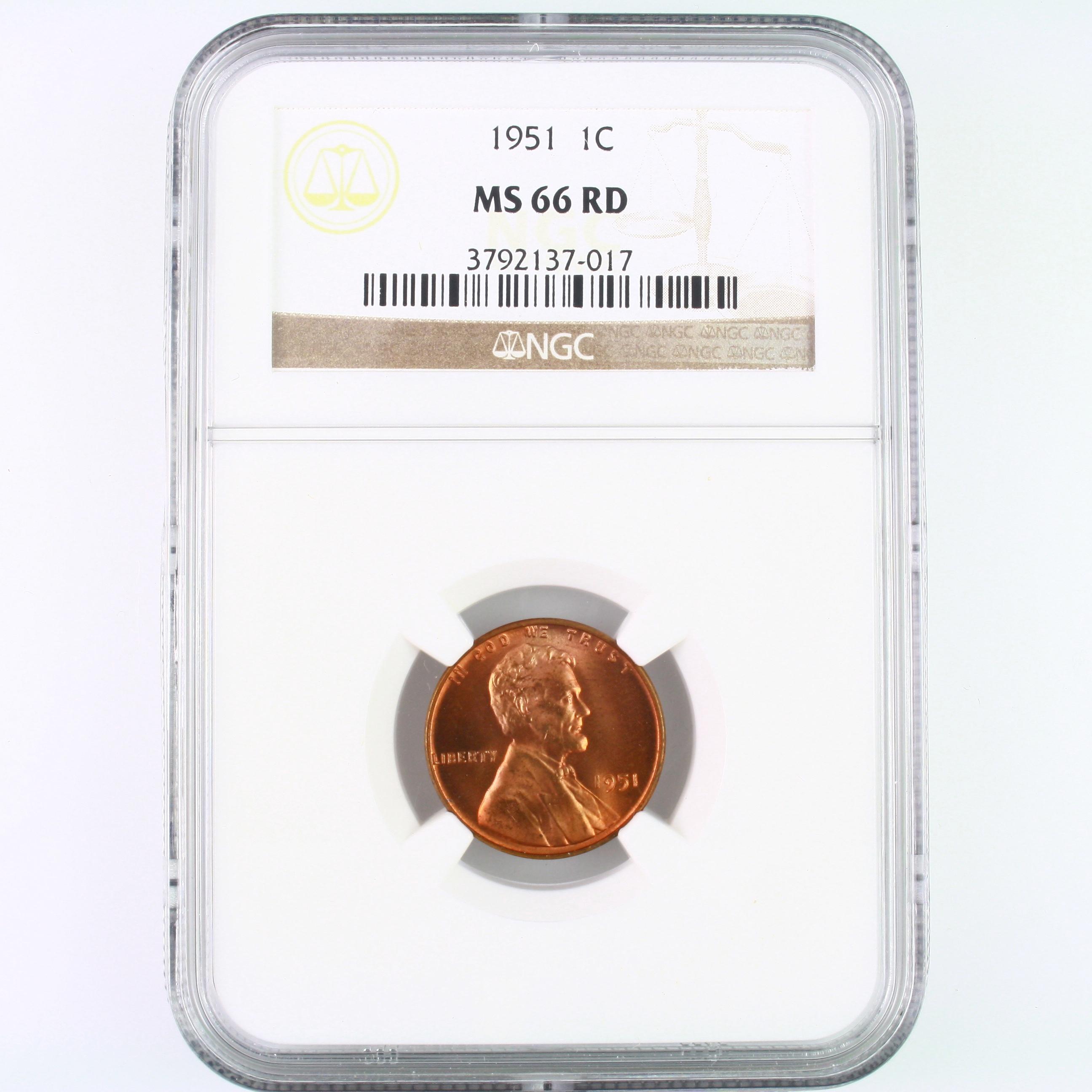Certified 1951 U.S. Lincoln cent
