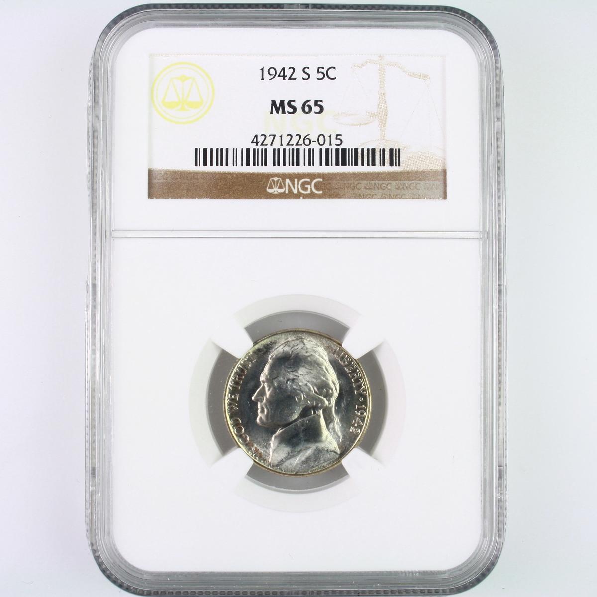 Certified 1942-S U.S. Jefferson nickel