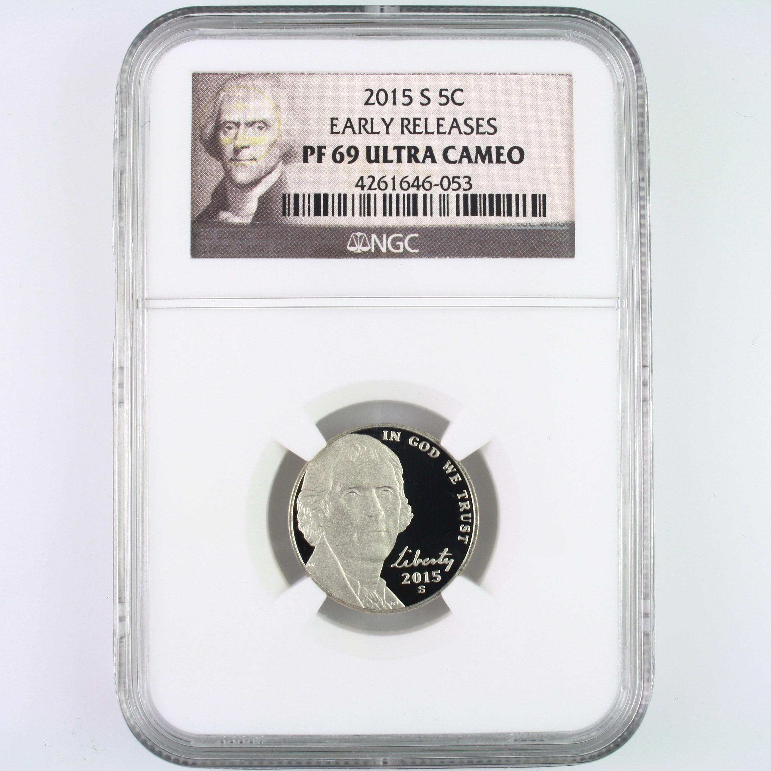 Certified 2015-S proof U.S. Jefferson nickel